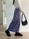 Shabin Vintage Y2K Checkered Ribbon Long Skirt