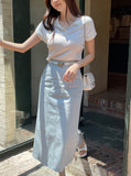 Zendua Open Collar Neck Short Sleeve Knit