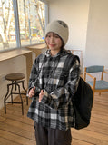 [unisex] Kudeni Peach Fuzz Check Hood Shirt