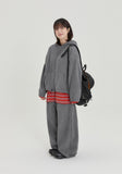 [BAONHAUS] Amoki check color fleece hood zip-up jumper