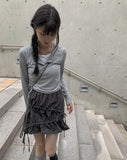 Nico Nylon Shirring Mini Skirt