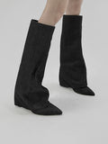 1087 Stiletto Layered Long Boots (8 cm)
