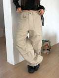 Fork Cut Snap D-Ring Cotton Wide Pants