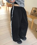 [Brushed] Edie Lace Banding Strap Training Wide Long Pants