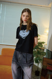 Rough Heart Crop Short Sleeve Tee