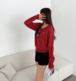 Colorful Pendant Point V-Neck Long Sleeve Knit