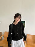 Missent Ribbed Button Round Knit Cardigan