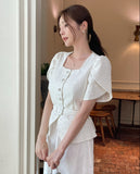 Beno Square Spangled Tulip Tweed Jacket (Belt Set)