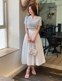 Shooly Pintuck Banding Flare Long Skirt