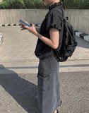 Posh black blue cargo long skirt
