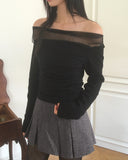 Soutine chiffon shirring drape t-shirt