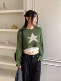 Leamu Green Star Crop Knit