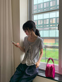Pokapo Frill Layered Ribbed Short Sleeve Cardigan