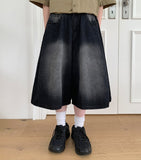 [Unisex] Gelgo Pintuck Washing Denim Bermuda Pants