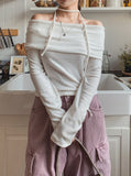 Rolly Tie Off Shoulder Long Sleeve Tee