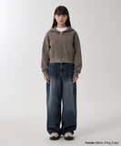 PIGMENT WASHED BIKER CROP ZIP-UP HOODIE