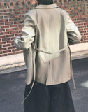 [Belt SET] Vichy Lapel Collar Overfit Blazer Jacket