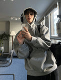 Brushed Snap-Neck Button Hoodie