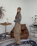 Elo Waffle Slit Neck Long Sleeve