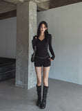 Hina Slim Long Ribbed Button Long Sleeve