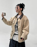 Mel pocket leather pointed work jacket