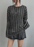 Trip Big Ribbed Damage Dyeing Washing Knit