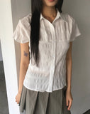 Pedi Stripe Embo Wrinkle Short Sleeve Shirt