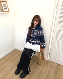 Murfu Nordic Collar Duffle Loose Fit Long Sleeve Knit Cardigan