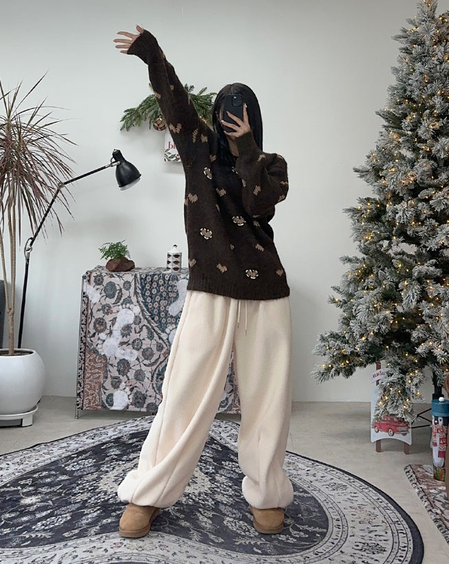 【SATIIIZ】Letter Fleece Balloon Pants SATIIIZ (サティーズ) - レターフリースバルーンパンツ / Letter
