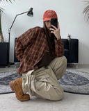 Tona Wrinkle Crop Check Shirt