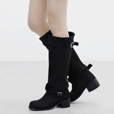 Demin Belt Suede Boots