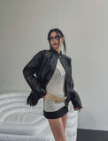 Line Washed Track Leather Jacket