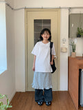 Kdelon Stripe Frill Midi Skirt