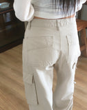 Tear pocket cargo wide cotton pants