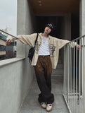Galaxy lettering hooded zip-up knit