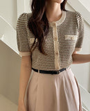 Mailoro Color Matching Tweed Knit Cardigan