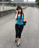 Menie Slit Span Capri Pants