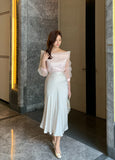 Mud Satin Flare Skirt