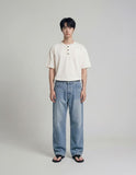 Round Henley Neck Short Sleeve T-shirts