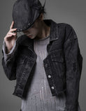 Grunge dark denim short jacket