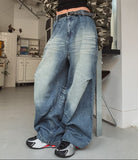 Loop Cat Washed Balloon Fit Denim Pants