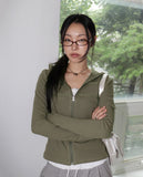 [MADE] Foil Vintage Pocket Slit Slim Ribbed Hood Zip-Up