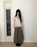 Colf back banding wide pants