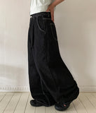 Chas Summer Black Denim Wide Pants