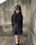 Bobo Black Denim Cargo Mini Skirt
