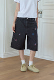 Mushroom Stitch Bermuda Denim Pants