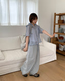 Shihyoko Seersucker Check Hood Short Sleeve Shirt