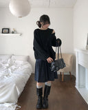 Mayo diagonal button wool round knit