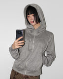 SHIRRING HIGH NECK ZIP-UP