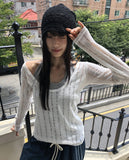 Tida Overfit Punching See-through Long-Sleeve Knit
